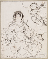 H 054
<br/>
Maria ten Hemel opgenomen (studie)
<br/>
<em>Guercino (1591-1666)</em>
